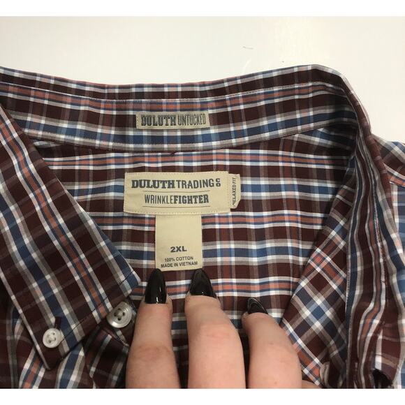 Duluth Trading Co. Red Plaid Long-sleeve Button Down Men's 2XL - Picture 5 of 6